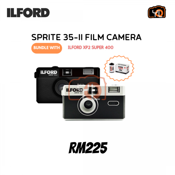 Ilford Sprite 35-II Film Camera + XP2 Super 400 Film Bundle (Black&Silver)