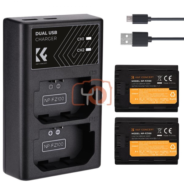 K&F NP-FZ100 Dual USB Charger Kit Wiht 2 Battery