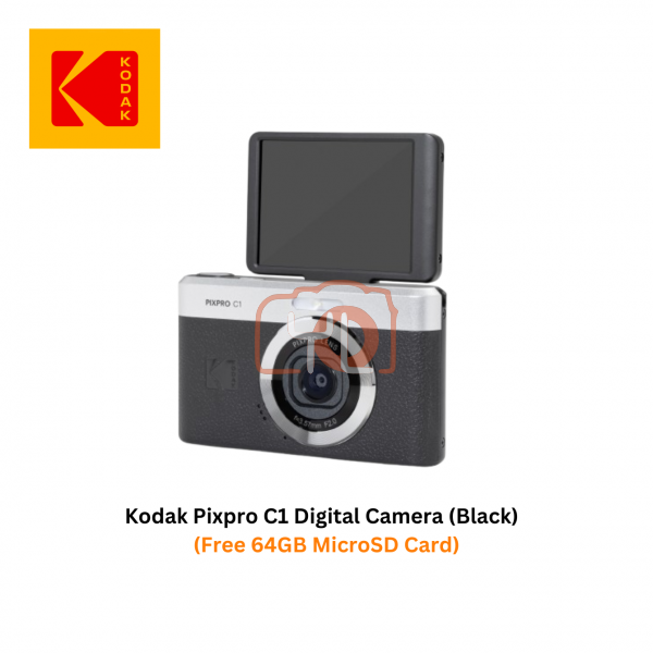 Kodak Pixpro C1 Digital Camera - Black (Free Kodak 64GB MicroSD Card)