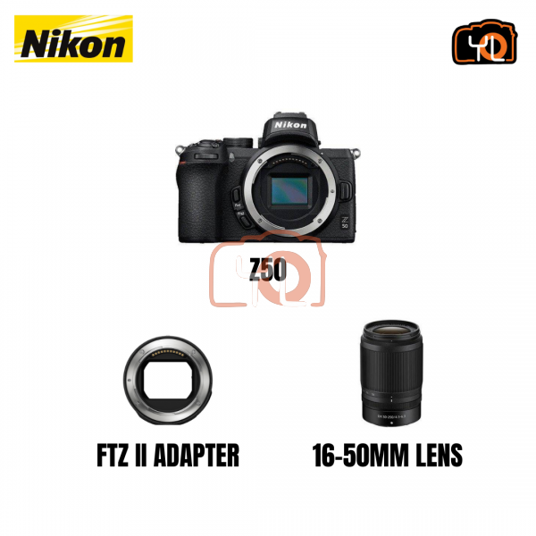 Nikon Z 50 Camera + DX 16-50mm F3.5-6.3 VR + FTZ II Adapter