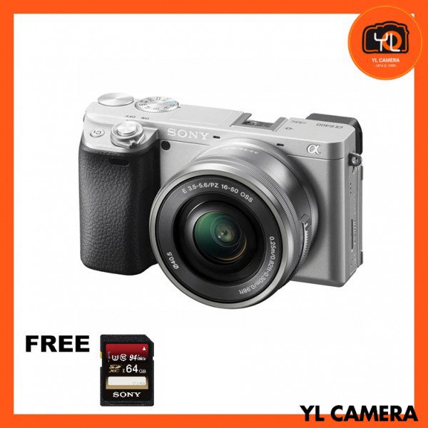 Sony A6400 Camera (Silver) with 16-50mm Kit Lens [Free Sony 64GB SD Card]