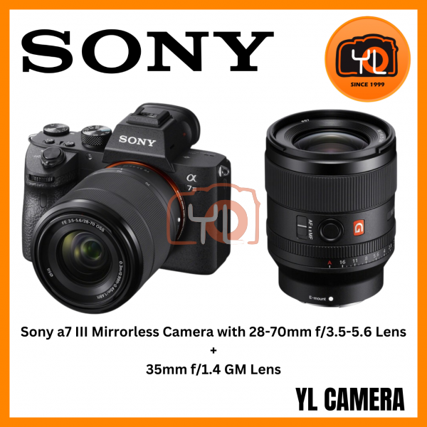 Sony a7 III Mirrorless Camera with 28-70mm f/3.5-5.6 Lens+Sony FE 35mm f/1.4 GM Lens (Free Sandisk 64GB Extreme Pro SD Card & Extra Battery & tng RM200 Redeem)