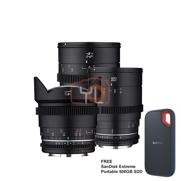 Samyang VDLSR MK2 Video Lens Set (14mm, 24mm, 35mm) - Micro Four Thirds