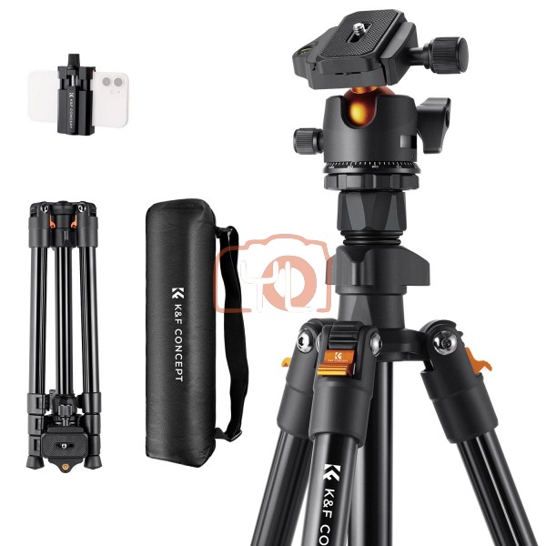 K&F Concept 64-Inch Aluminum Travel Camera Tripod with Ball Head