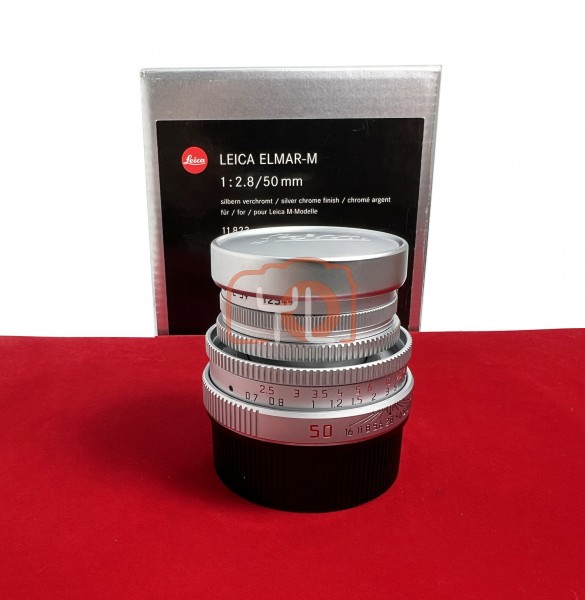 [USED-PJ33] Leica 50MM F2.8 Elmar-M Collapsible 11823 (Silver), 90% Like New Condition (S/N:3980678)