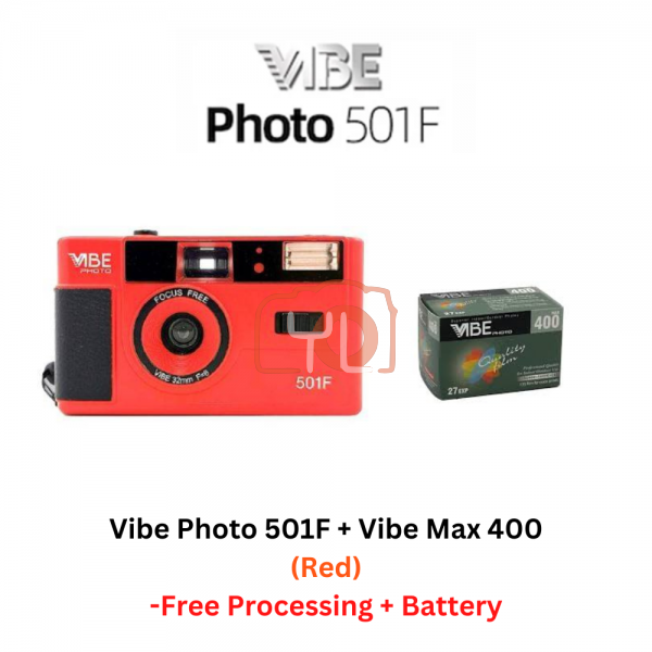 VIBE Photo 501F Red + Vibe Max 400 (Free Processing + Battery)