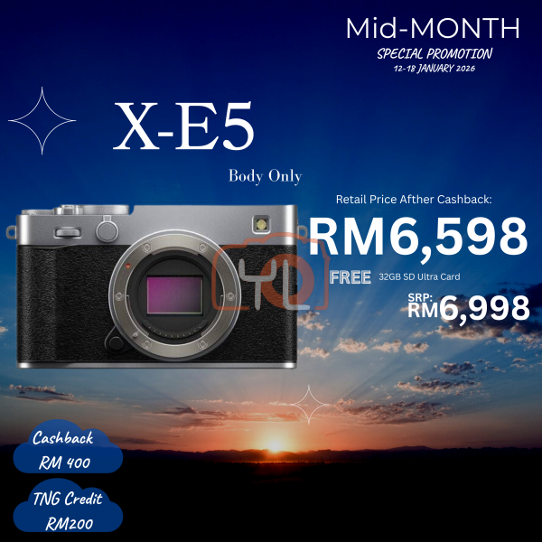 FUJIFILM X-E5 Mirrorless Camera Body - Silver {Free Sandisk 32GB 120MB Ultra SDHC Card}