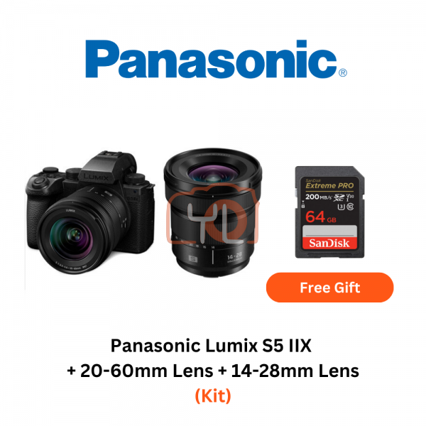 Panasonic Lumix S5 IIX + 20-60mm Lens + 14-28mm Lens - FREE SANDISK 64GB EXTREME PRO SD CARD