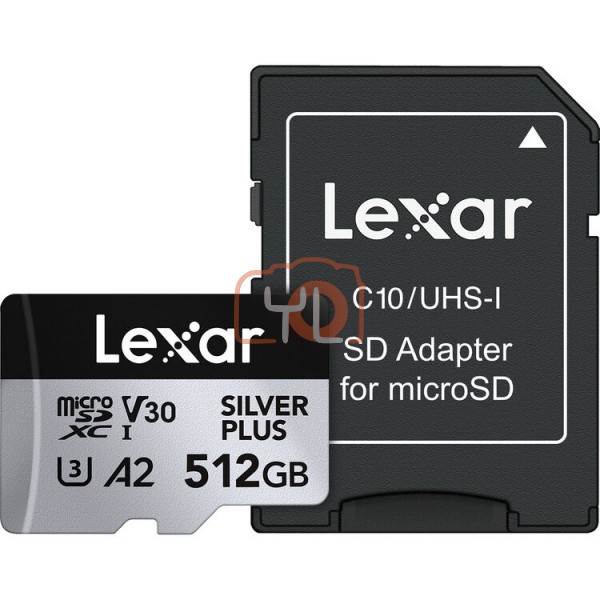 Lexar 512GB Professional SILVER PLUS UHS-I microSDXC Memory Card with SD Adapter