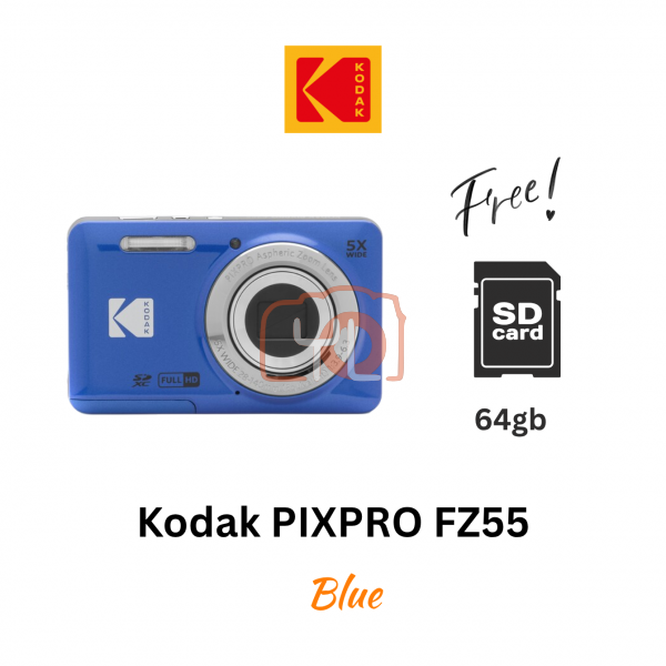 Kodak PIXPRO FZ55 Digital Camera (Blue)(Free 64gb card)