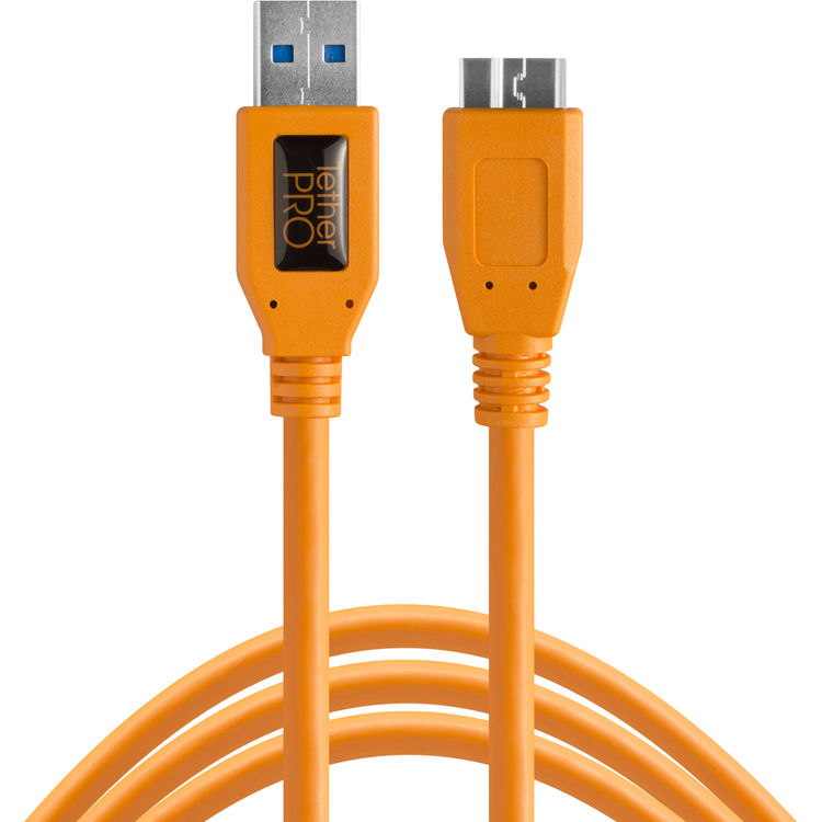 Tether Tools CU5454 TetherPro USB 3.0 Male Type-A to USB 3.0 Micro-B Cable (15', Orange)