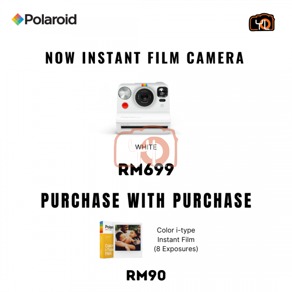 Polaroid Now Instant Film Camera (White) - PWP: i-Type Instant Film @RM90