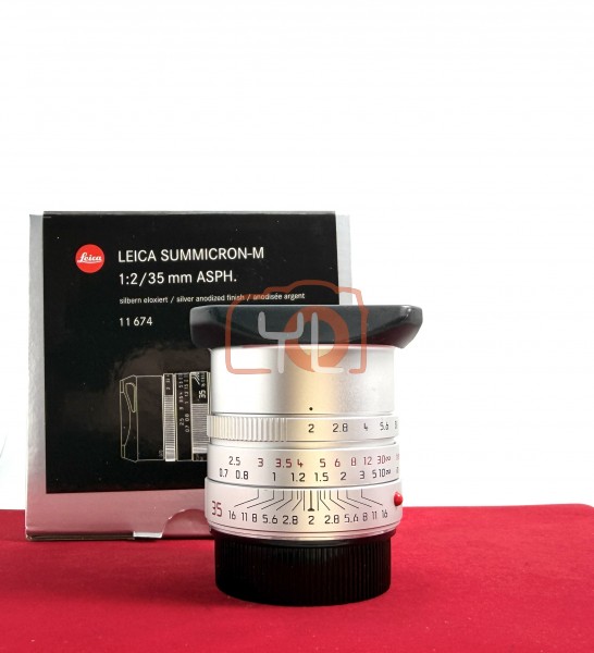 [USED-PJ33] Leica 35mm F2 Summicron-M ASPH II (Silver) 11674, 98% Like New Condition (S/N:4825984)