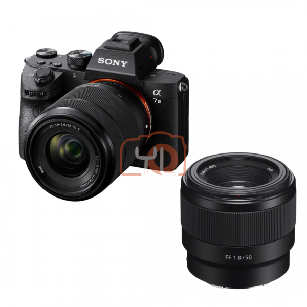 Sony a7 III Mirrorless Camera with 28-70mm f3.5-5.6 II Lens + Sony FE 50mm f1.8 Lens (Free Homan 64GB 180/150MB V30 SD Card & Extra Battery & RM200 Touch N Go Voucher Online Redemption)