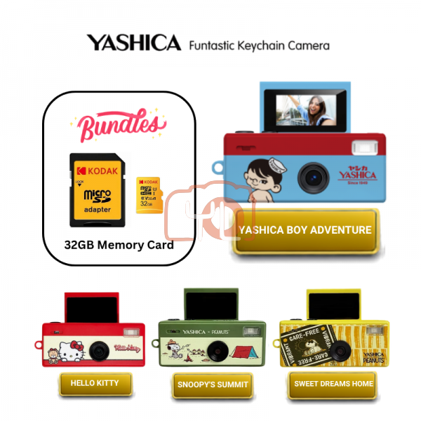 YASHICA Funtastic Keychain Camera (Yashica Boy Adventure) + 32GB MicroSD Card