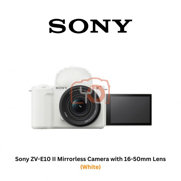 Sony ZV-E10 II Mirrorless Camera with 16-50mm Lens (White) (Free Sandisk 64GB Extreme Pro SD Card+Extra Battery NP-FZ100)