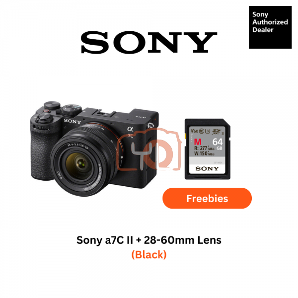 Sony a7C II + 28-60mm Lens (Black) - Free Sony 64GB 277/150MB SD Card, Extra Battery NP-FZ100 & LCS-BBK  Carrying Case