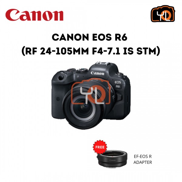 Canon EOS R6 + RF 24-105mm F4-7.1 IS STM - (Free EF-EOS R Adapter)
