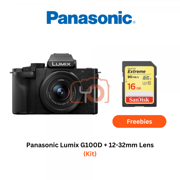 Panasonic Lumix G100D + 12-32mm Lens - Free SanDisk 16GB