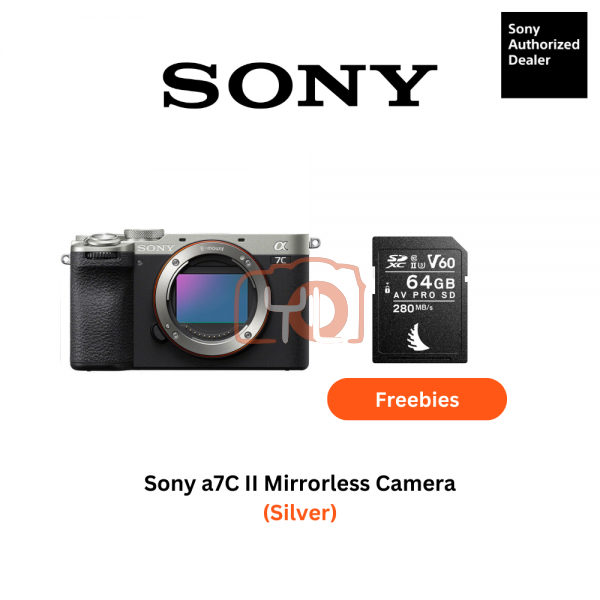 Sony a7C II Mirrorless Camera (Silver) -Free Free Angelbird 64GB 280/160mb V60 AV PRO SD Card & LCS-BBK Carrying  Case