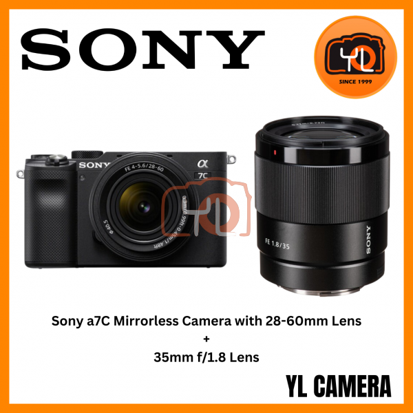 Sony a7C Mirrorless Camera with 28-60mm Lens (Black) (Body) + Sony FE 35mm f/1.8 Lens (Free Angelbird 64GB 280/160MB V60 AV PRO SD Card & Extra Battery)