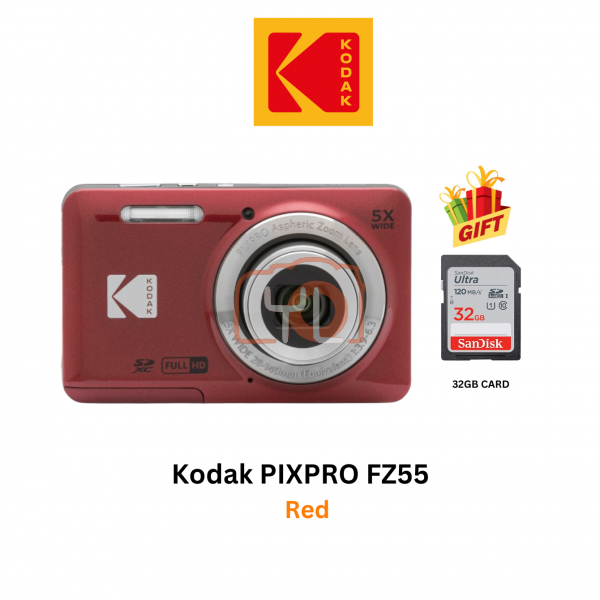 Kodak PIXPRO FZ55 Digital Camera (Red)(Free 32gb card)