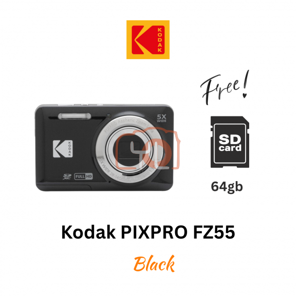 Kodak PIXPRO FZ55 Digital Camera (Black)(Free 64gb card)