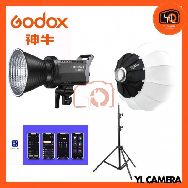 Godox Litemons LA200D Daylight LED Light (CS-85D Latern Softbox + 280CM Light Stand)