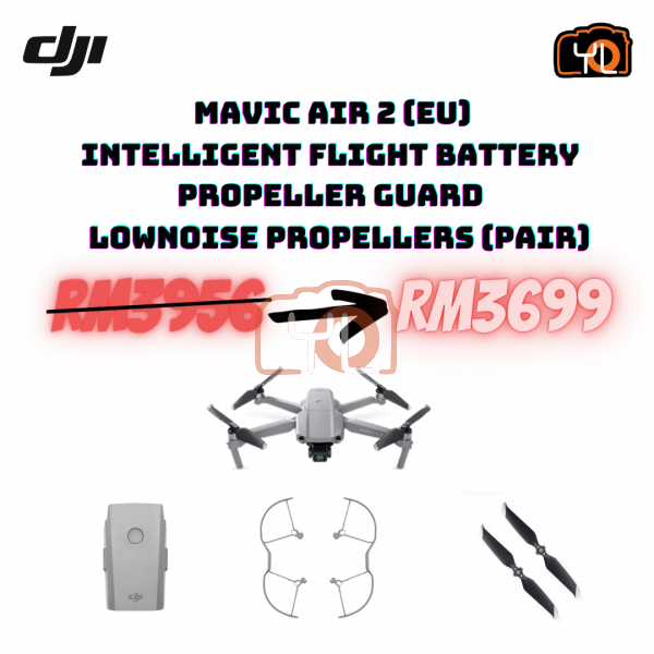 Mavic Air 2 (EU) + Mavic Air 2 Intelligent Flight Battery  + Mavic Air 2 Propeller Guard + Mavic Air 2 Low Noise Propellers (Pair)