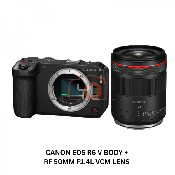 Canon EOS R6 V Mirrorless Camera Body + RF 50mm f1.4 L VCM Lens (Free HOMAN CFexpress Type B 256GB Card)