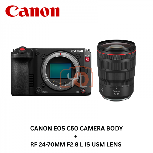 Canon EOS C50 Full-Frame Cinema Camera + 24-70mm f2.8 L IS USM Lens (Free Extra Battery LP-E6P)