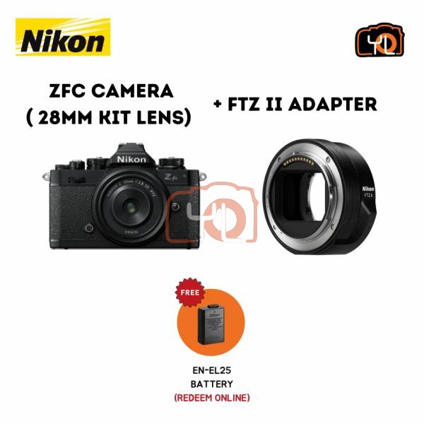 Nikon Z fc with 28mm f2.8 Kit + FTZ Adapter II - Black (Free Extra Battery EN-EL25 (Redeem Online)