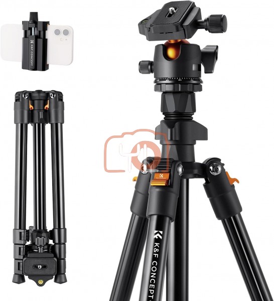 K&F K234A0+BH-28 Aluminum Travel Tripod With Mobile Phone Clip