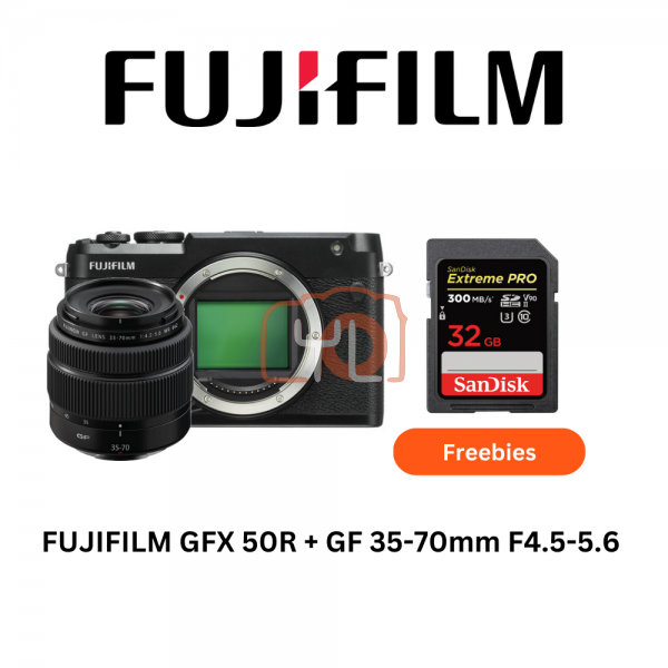 Fujifilm GFX 50R Medium Format Mirrorless Camera + GF 35-70mm f/4.5-5.6 WR Lens