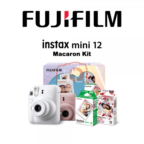 FUJIFILM INSTAX MINI 12 Instant Film Camera Macaron Kit (Clay White)