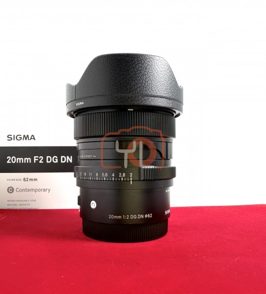 [USED-PJ33] Sigma 20mm F2 DG DN Contemporary (Sony FE Mount), 95% Like New Condition (S/N:56193044)