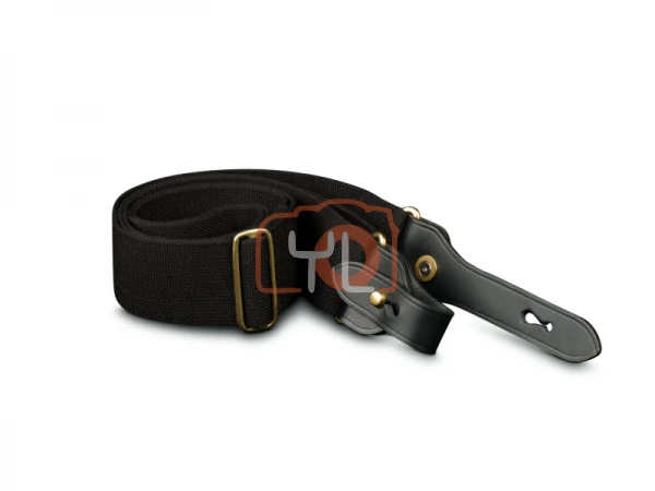 Billingham H1 Shoulder Sling/Strap (Black Webbing/Black Leather/Brass)