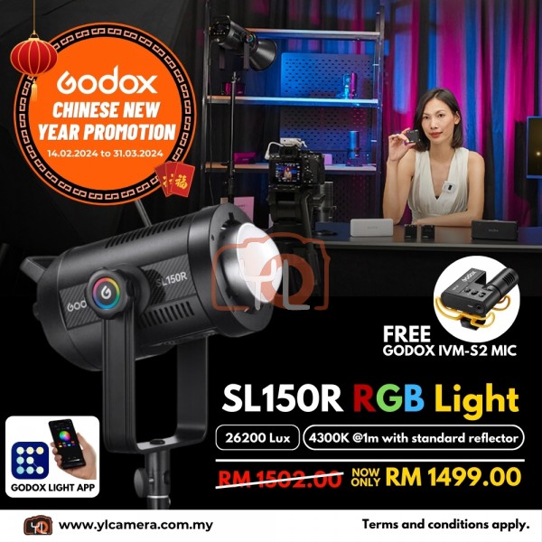 Godox SL150R RGB LED Light FREE IVM-S2 Camera-Mount Shotgun Microphone