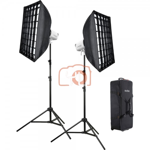 Godox Litemons LA150R-K2 RGB LED Monolight with Two Lights, Softboxes & Stands