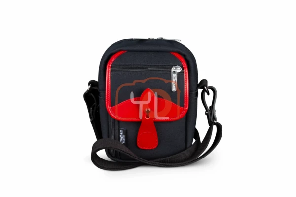 Billingham Compact Stowaway Camera Bag ( Black FibreNyte / Red Leather, 1.8)