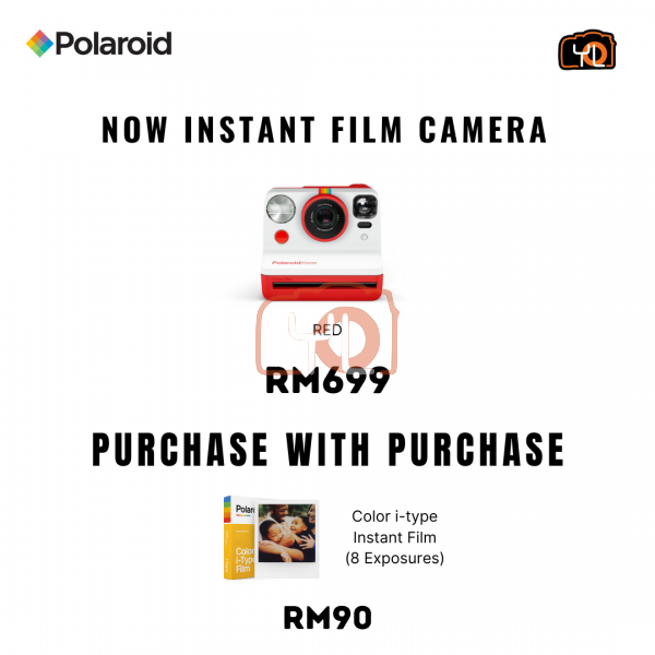 Polaroid Now Instant Film Camera (Red)-PWP: i-Type Instant Film @RM90