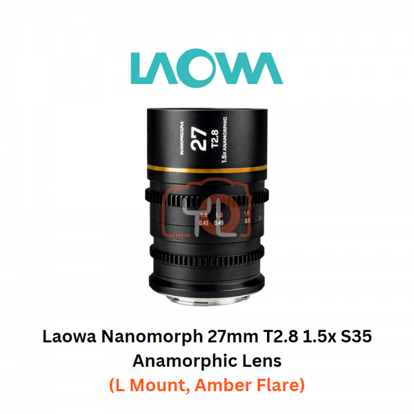 Laowa Nanomorph 27mm T2.8 1.5x S35 Anamorphic Lens (L Mount, Amber Flare)