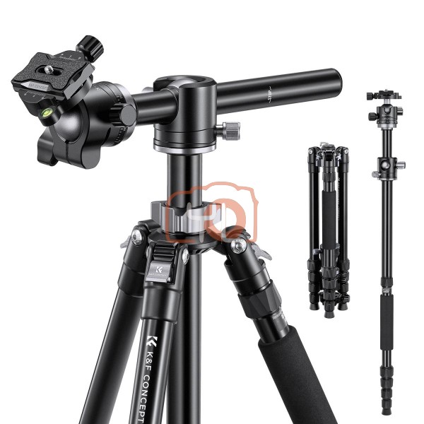 K&F Concept T255A4+BH-32L 5 Sections Aluminum Tripod with Monopod Kit (Gray)