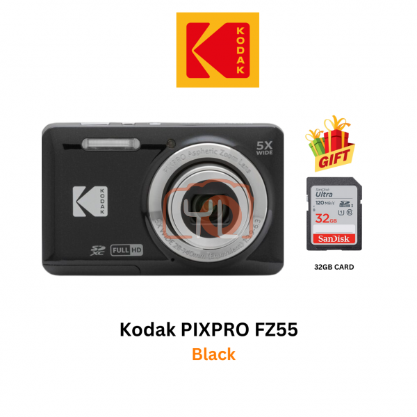 Kodak PIXPRO FZ55 Digital Camera (Black)(Free 32gb card)