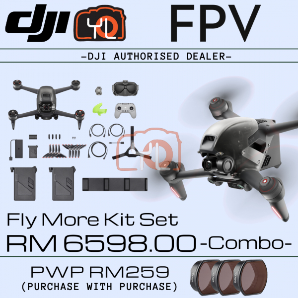 DJI FPV Combo + Fly More Kit - PWP : PGYTECH ND Filter Set for DJI FPV (ND4, ND8, ND16)