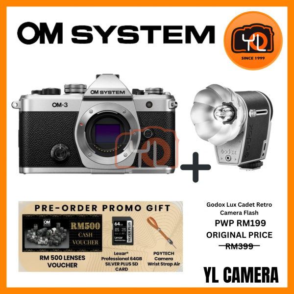 (Pre-Order) OM SYSTEM OM-3 Mirrorless Camera (Body)(PWP Godox Lux Cadet Retro Camera Flash)