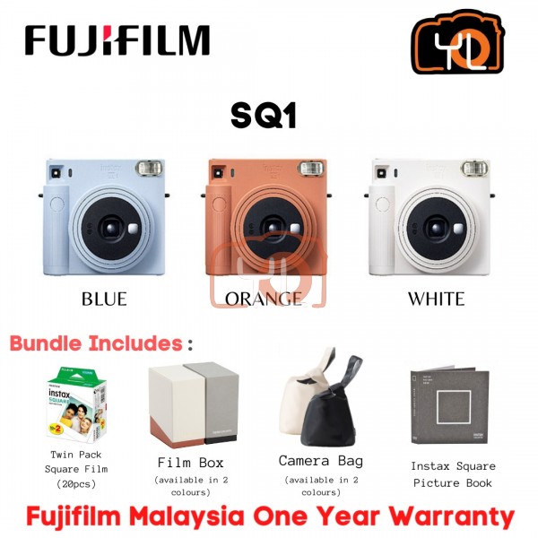 FUJIFILM INSTAX SQUARE SQ1 Instant Film Camera (Glacier Blue) + Twin Pack ( Free Camera Bag and Film Box )