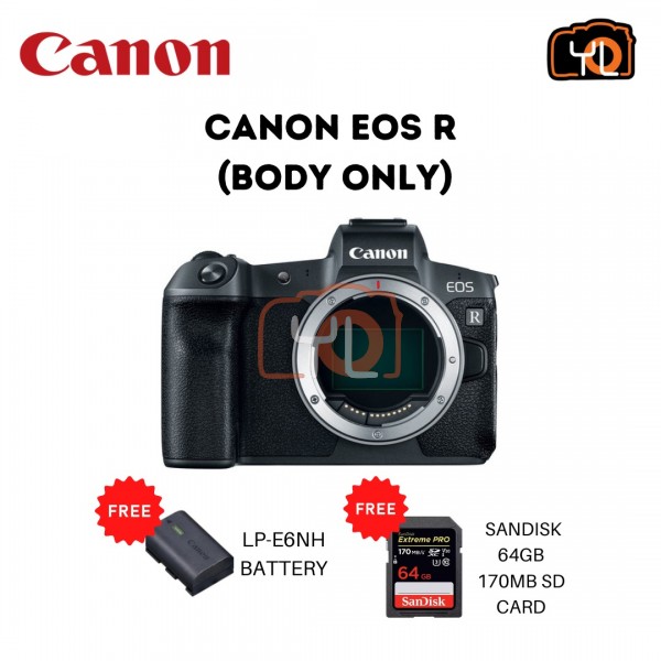Canon EOS R (Body Only) [Free Sandisk 64GB Extreme Pro SD Card + LP-E6NH Battery]