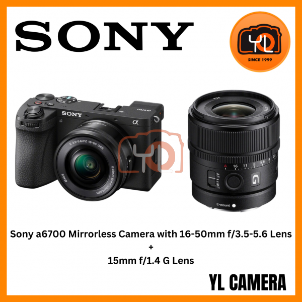 Sony a6700 Mirrorless Camera with 16-50mm f/3.5-5.6 Lens + Sony E 15mm f/1.4 G Lens (Free Sony 64GB 277/150MB SD Card)