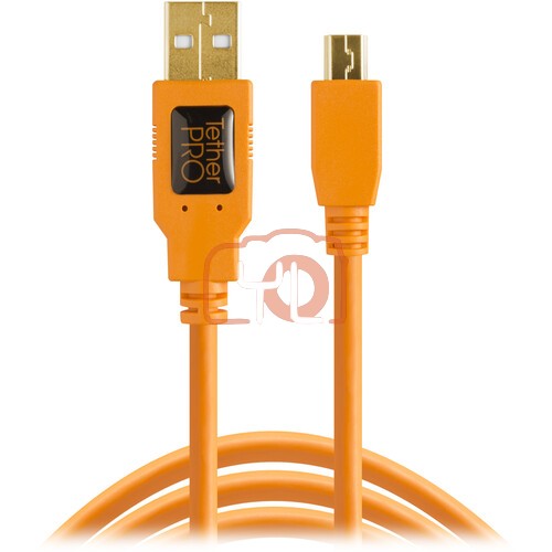 Tether Tools (CU5451) TetherPro USB 2.0 Type-A to 5-Pin Mini-USB Cable (Orange, 15')